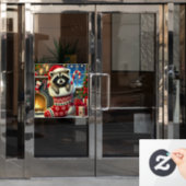 Kerst Wasbeer Ramensticker Raamsticker (Kantoordeur)