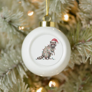 Kerst Wasbeer Sinterklaas Hoed Lichten Hart Bril Keramische Bal Ornament