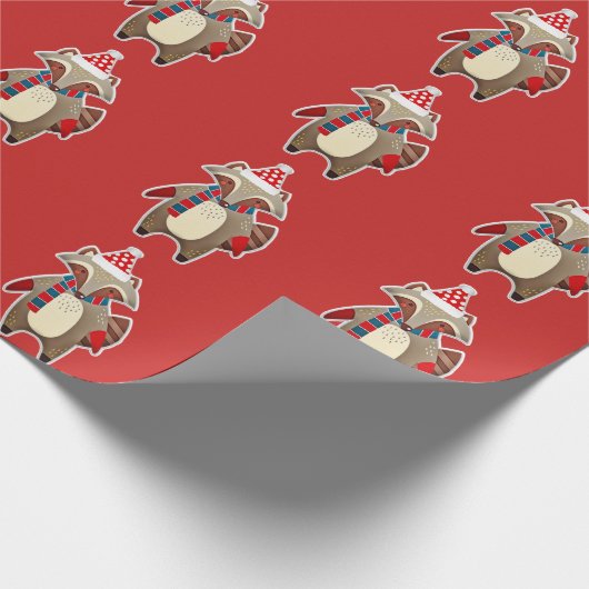 kerst-wasbeerpapier cadeaupapier (Hoek)