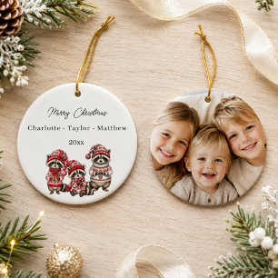 Kerst Wasberen Broers en Zusters Kinderen Foto Wat Keramisch Ornament