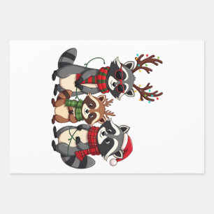 Kerst Wasberen Familie met Sinterklaas Hoed Inpakpapier Vel
