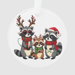 Kerst Wasberen Familie met Sinterklaas Hoed Ornament