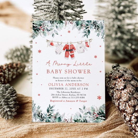 Kerst waslijn een vrolijk klein Baby shower Kaart