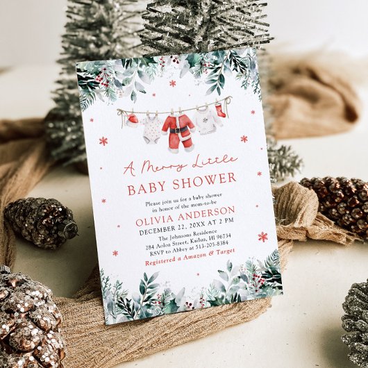 Kerst waslijn een vrolijk klein Baby shower Kaart