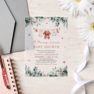 Kerst waslijn een vrolijk klein Baby shower Vellum Uitnodigingen