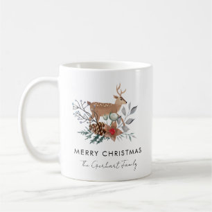 Kerst Watercolor Botanische Herten Vakantie Koffiemok