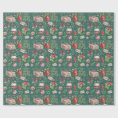 Kerst Watercolor Decoratie Patroon Vakantie Cadeaupapier (Vlak)