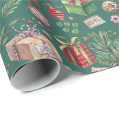 Kerst Watercolor Decoratie Patroon Vakantie Cadeaupapier (Rol Hoek)