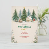 Kerst Watercolor Feest Uitnodiging (Staand voorkant)