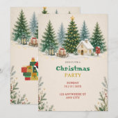Kerst Watercolor Feest Uitnodiging (Voorkant / Achterkant)