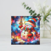 Kerst Watercolor Gebrandschilderde Wenskaart Feestdagenkaart (Staand voorkant)