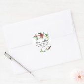 Kerst Watercolor Hulst Bessen Retouradres Ronde Sticker (Envelop)