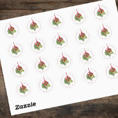 Kerst Watercolor Hulst Bessen Retouradres Ronde Sticker