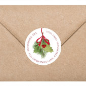 Kerst Watercolor Hulst Bessen Retouradres Ronde Sticker