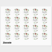 Kerst Watercolor Hulstbessen Retouradres Ronde Sticker (Vel)