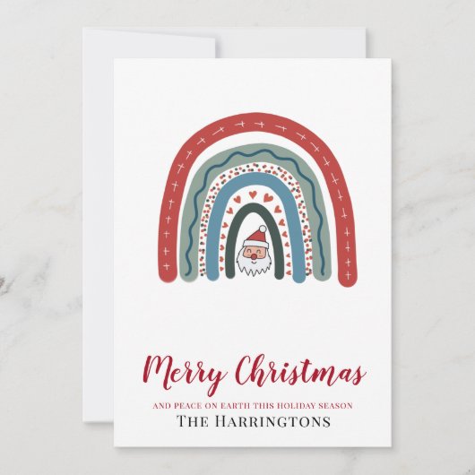 Kerst Watercolor Kabouter Regenboog Plat Kaart (Voorkant)