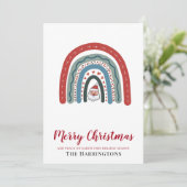 Kerst Watercolor Kabouter Regenboog Plat Kaart (Staand voorkant)