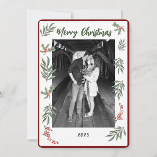 Kerst watercolor platte kerstkaart