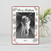 Kerst watercolor platte kerstkaart (Staand voorkant)