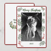 Kerst Watercolor Platte Vakantietkaart Feestdagenkaart (Voorkant / Achterkant)