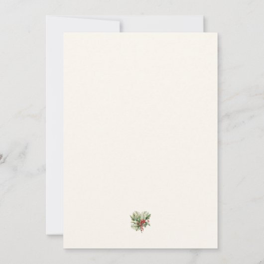 Kerst Watercolor Rendier Platte Kerstkaart (Achterkant)