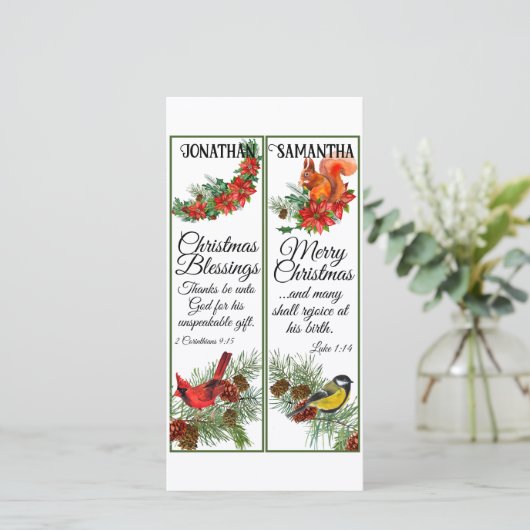 Kerst Watercolor Zegen Schrift Boekmerken Kaart (Staand voorkant)