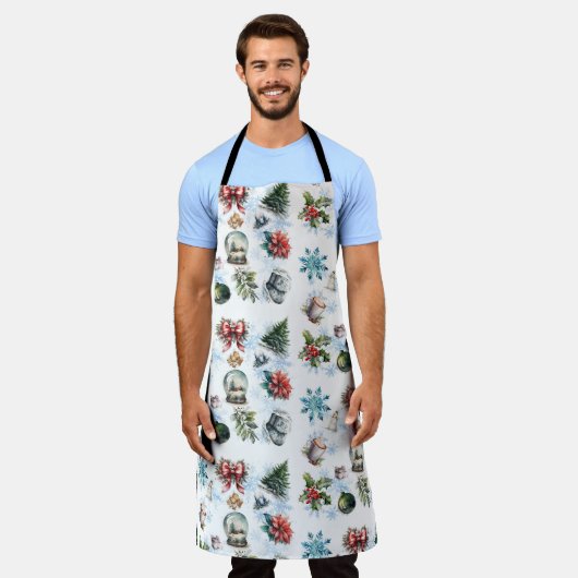 Kerst Waterverf All-Over Print Schort (Gedragen)