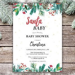 Kerst Waterverf Baby shower Kaart