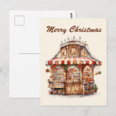 Kerst waterverf bakkerij tekst toevoegen briefkaart (Voorkant / Achterkant)