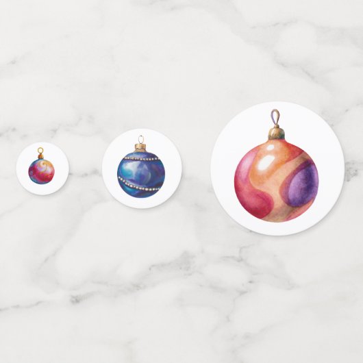 Kerst Waterverf Bauble Tafel Scatter Confetti (Voorkanten)