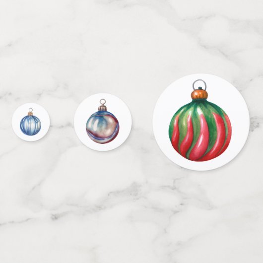 Kerst Waterverf Bauble Tafel Scatter Confetti (Achterkanten)