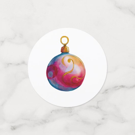 Kerst Waterverf Bauble Tafel Scatter Confetti (Kleine voorkant)