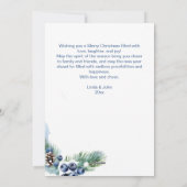 Kerst waterverf besneeuwde dennen krans feestdagenkaart (Achterkant)