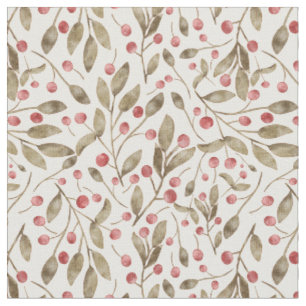 Kerst Waterverf bessen en botanicals Stof