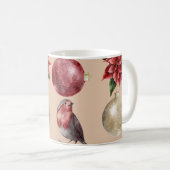 Kerst Waterverf Birds Baubles Patroon Koffiemok (Voorkant rechts)