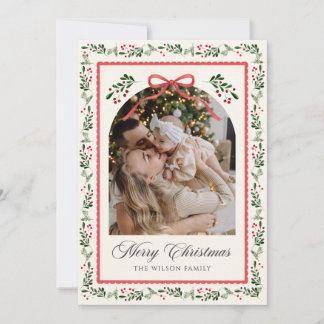 Kerst Waterverf Bloem Boog Foto Collage Kaart