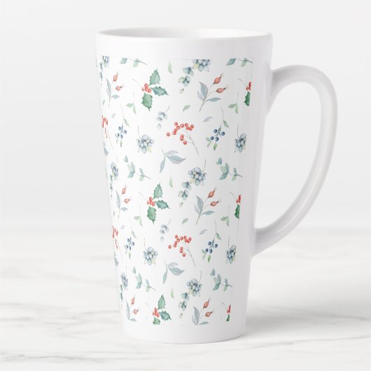 Kerst Waterverf Bloem Kerstmis Traditioneel Latte Mok (Rechts)