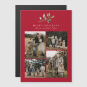 Kerst Waterverf Bloemen 4 Foto Magnetische Kaart (Voorkant / Achterkant)