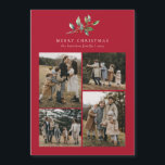 Kerst Waterverf Bloemen 4 Foto Magnetische Kaart<br><div class="desc">Christmas Waterverf Floral 4 Photo Magnetic Kaart heeft een prachtige waterverf-afbeelding van seizoensgebonden groen en hulstbessen,  samen met vijf foto's.</div>