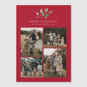 Kerst Waterverf Bloemen 4 Foto Magnetische Kaart (Voorkant)