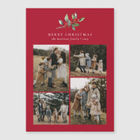 Kerst Waterverf Bloemen 4 Foto Magnetische Kaart