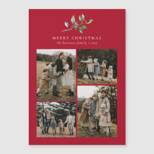 Kerst Waterverf Bloemen 4 Foto Magnetische Kaart