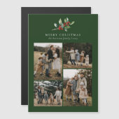 Kerst Waterverf Bloemen 4 Foto Magnetische Kaart (Voorkant / Achterkant)