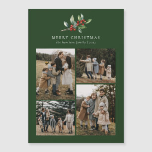 Kerst Waterverf Bloemen 4 Foto Magnetische Kaart