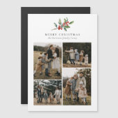 Kerst Waterverf Bloemen 4 Foto Magnetische Kaart (Voorkant / Achterkant)