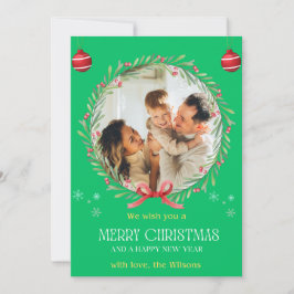 Kerst Waterverf Bloemen Foto Collage Vakantie Kaart