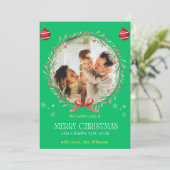 Kerst Waterverf Bloemen Foto Collage Vakantie Kaart (Staand voorkant)