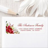 Kerst Waterverf Bloemen Poinsettia Rood Etiket (Insitu)