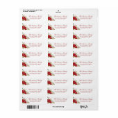 Kerst Waterverf Bloemen Poinsettia Rood Etiket (Full Sheet)