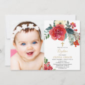 Kerst waterverf bloemenelegante foto doop kaart (Voorkant)